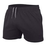 Muscle Alive Men Bodybuilding Gym Workout Shorts Sprots Fitness Terry Cotton 5 Inseam Black L