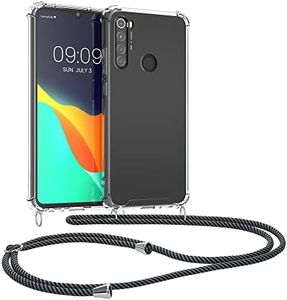 kwmobile Carcasa Compatible con Xiaomi Redmi Note 8 (2019/2021) Funda con Cuerda - Funda con Correa Colgante - Cordón Ajustable - Bordes elevados