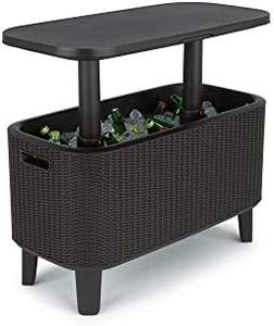 Keter Bevy Bar - Mesa Nevera para Exterior y Jardín, Capacidad 60L, Color Grafito