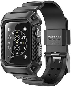 SUPCASE for Apple Watch 3 38mm Case with Band (Unicorn Beetle Pro), [Anti-Scratch] [Bumper Protector] Rugged Men Cover Sport Protective Case with Strap Bands for iWatch 3 38mm 2017/2016/2015, Black