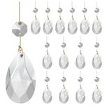 Aiskaer 15 Pieces Clear Teardrop Crystal Chandelier (Gold Pinning,Angel Tears Series)