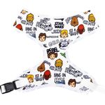 Star Wars Pet Harness, Dog Collar Plastic Buckle, Star Wars Characters and Quotes Cartoon Collage Gray