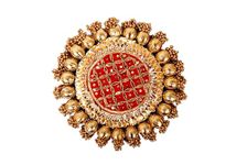 JOYFUL HOME CREATION Handmade Gota Patti Work Plate, Table Decor & Base for Statues, Gods, Plant, Craftsmanship with Golden Moti Detailing, Ideal Gift for Diwali, Birthdays, Housewarming (Size 9 inch)