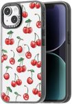 casevivid Compatible for iPhone 13 Case Cute Aesthetic - Durable Fashion Funny Phone Case - Girly Cherry Pattern Print Cover Design for Woman Girl 6.1 inches Black