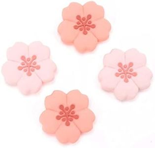 GeekShare 4PCS Silicone Joycon Thumb Grip Caps, Kawaii Cherry Blossom Joystick Cover Compatible with Nintendo Switch/OLED/Switch Lite (Sakura)