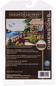 Dimensions Counted Cross Stitch Kit Gold Collection 'Bayside Cottage', 18 Count Ivory Aida, 7'' x 5''