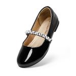 DREAM PAIRS Girls Mary Jane Dress Shoes Ballerina Flats for Wedding, Party (Toddler/Little Kid/Big Kid),Size 4 Big Kid,Black/PAT,SERENA-100-KIDS