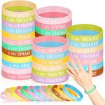 Luinabio 36 Pcs Motivational Silicone Rubber Bracelet Back to School Inspirational Silicone Motivational Wristbands Unisex Stretch Quote Rubber Wristbands Motivational Gift for Party Prize, 12 Styles