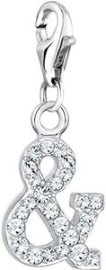 Nenalina 0403262819 - Ciondolo in Argento Sterling 925 per Donna, con Cristalli, Adatto per Tutti i Comuni Braccialetti con ciondoli e Bracciale, Colore: Argento