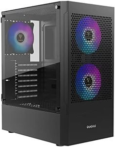 GAMDIAS RGB Gaming ATX Mid Tower Computer PC Case with Side Tempered Glass Panel and a Magnetic Dust Filter & 3 Built-in 120mm ARGB Fans