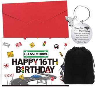 Luvsweets 16th Birthday Gifts for Boys - 2Pcs Drivers License 16th Birthday Gifts, 16 Years Old Boy Drivers License Keychain Card with Envelopes, 16 Years Old Birth Presnet for Him Son Grandson
