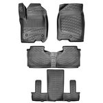 RizLiner Floor Mats Compatible with 2021-2025 Chevrolet Tahoe & Cadillac Escalade & GMC Yukon (Bucket 7 Seats) Custom Fit Rubber 3D Car Mats Laser Measured Floor Liners Heavy Duty Waterproof (Black)