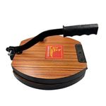 Achleshwar Wooden Manual Heavy Round Wooden Board Papad-Puri-khakhra Press Maker Plywood Machine with Iron Handle Roti Maker Press Machine with Handle for Kitchen Home (13 Inch)