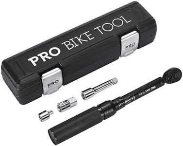 PRO BIKE TOOL Torque Wrench 3/8 Drive - Precision Torque Wrench for Bike Maintenance - 10 to 60 Nm Range with 0.5 Nm Micro Adjustments - Includes Adapters, Extension Bar and Storage Box - Black Matte