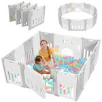 Dripex Baby Playpen for Baby and Toddlers, Large Folding Baby Pen with Adjustable Shape Plastic Playpen, Extended Sturdy Foldable Play Pen and Baby Fence Barrier Indoor Outdoor(14 Panels/150×150cm)