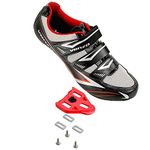 Venzo Bicycle Men's Road Cycling Riding Shoes - 3 Straps - Compatible with Look Delta & for Shimano SPD-SL - Perfect for Road Racing Bikes, Black & White, 14