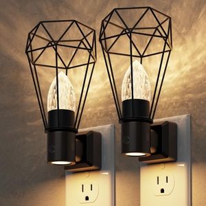L LOHAS LED Night Light, 2 Pack Night Lights Plug into Wall, 3000K Warm White, Farmhouse Plug in Light with Dusk to Dawn Sensor, for Bedroom, Bathroom, Kitchen, Hallway