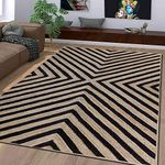 Casavani Hand Braided Rag Rug Geometric Black & Beige Jute Area Rug Best Uses for Bedroom,Dining Room,Prayer Room,Penthouse Room & Kitchen 12x12 Feet Square