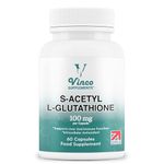 Vinco S-Acetyl L-Glutathione Supplement, 60 L-Glutathione Capsules, Antioxidant Supplement, Support Immune System & Neuron Health- 100mg per Serving, Protects Liver Function - Non-GMO & Gluten Free