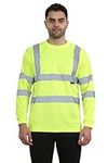 kraftd Hi Viz Top Long Sleeve T-Shirts Reflective Tape Safety Security Work Wear Jumper Tops Yellow