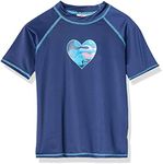 Kanu Surf Karlie Rash Guard for Girls UPF 50+ Sun Protection Short Sleeve Girls Swim Shirt, Erin Navy, 12