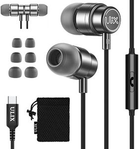 ULIX Rider USB C Headphones, 5 Years Warranty, Magnetic USB-C Earbuds for iPhone 16 15 Pro Max Plus Samsung Galaxy S23 Ultra S22 S21 FE S20 Z Flip 3 Fold 4 A53 A54, USB Type C Earphones - Grey