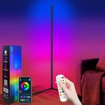 Corner Floor Lamp,64" RGB LED Floor Lamp with 16 Million Colors,DIY Lighting Mode,Music Sync&Timing,Modern Standing Lamp with App and Remote Control,Suitable for Living Room Bedroom and Gaming Room