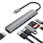 WALNEW USB C Hub, 7-in-1 USBC Docking Station with 4K HDMI,100W PD,SD/TF Card Reader,USB 3.0, Type C Multiport Dongle Adapter for MacBook,Mac,iPad,Surface Laptop,Chromebook,Dell XPS,Samsung Galaxy Tab