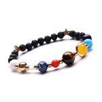 Young & Forever Gift Jewellery D'Vine Tiger Eye Lapis Lazuli Red Agate Lava Rock Diffuser Healing Beads Yoga Reiki Gold Star Natural Stone Energy Planet Strand Bracelet for Unisex Adult