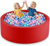 Aunekiv 47.2" x 15.7" Foam Ball Pit for Toddlers, Baby Round Balls Pool for Babies 1-3, Kids Play Ball Pits Ideal Gift for Boys and Girls, Balls Not Included, Red