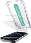 Smartish 2-Pack Tempered Glass Screen Protector for iPhone 15 Pro - Tuff Sheet - Easy Install Frame [Scratch Resistant] Case-Friendly - Dynamic Island Compatible - Clear 2-Pack