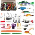 SMMYMGF Fishing Lures Tackle Box Kit,Saltwater Freshwater Fishing Gear and Equipment,Including Bionic Swimbait,Top water Fishing Lure,Soft Plastic Baits,Fishing Accessories etc for Bass,Trout, Salmon.