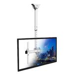 Mount-It! Full Motion Ceiling TV Mount Bracket, Adjustable Height 360 Deg Swivel Tilt Mount for Home and Commercial Use, Fits up to 75 Inch TVs, 110 Pound Capacity, White