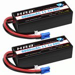 HRB 2packs 3S Lipo Battery 11.1v 6000mAh 60C Hard Case RC Battery with EC5 Connector Plug for RC 1/8 1/10 Scale Vehicles Car,Trucks,Boats