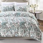 Home Beyond & HB design - 2 Piece Duvet Cover Set, 1 Printed Zipper Closure Duvet Cover with 1 Pillow Sham, Ultra Soft Brushed Microfiber, Twin Size, Blue Floral