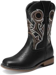 DREAM PAIRS Boys Cowboy Boots Kids Classic Western Boots Square Toe Girls Cowgirl Boots for Toddler/Little Kid/Big Kid,Size 11 Little Kid,Black,SKMB26001K