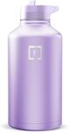 IRON °FLASK Camping & Hiking Hydration Flask with Straw, Wide Mouth Insulated Stainless Steel Sports Water Bottle - Lavender 64 oz - Straw (1 Lid)