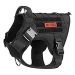 OneTigris Tactical Dog Harness - Fire Watcher Comfortable Patrol Vest (Black, Large)