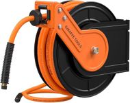 Giraffe Tools Retractable Air Line Reel 15m+1m, Wall Mounted Air Hose Reel 3/8" Hybrid Hose, Pneumatic Heavy Duty Steel Reel with 1/4" Quick Coupler