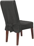 SureFit Farmhouse Basketweave Short Dining Chair Slipcover in Charcoal