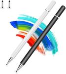 Stylus Pens for Touch Screens, Disc Tip & Magnet Cap High Sensitivity Universal Stylus Pen for iPad, iPhone, Surface, Android Tablets & All Universal Touch Screen Devices (2 Pack White/Black)