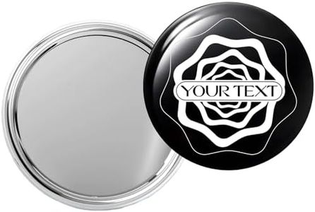 BONDUN Custom Mini Folding Compact Mirror with Image Text or Logo, 2.4 inch Round Portable Makeup Mirror for Purse, Personalized Pocket Mirror,Lightweight Travel Size Compact (50)
