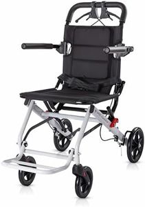 VMS Careline Airlite White Ultra-Lightweight Foldable Travel-friendly Wheelchair – 8.2kg | 8” Caster Wheels | Portable Steel Frame Wheelchair with Attendant Brake, Carry Bag & Adjustable Seat Belt | Compact for Elderly, Home & Patient Use | 100kg Capacity