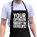 ApronMen, Your Opinion BBQ Grill Adjustable Apron for Men, Black, One Size, Black Apron, One Size