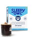 Sleepy Owl Coffee French Vanilla Coffee Dip Bags | Hot Brew Coffee |5 Minute Brew - No Equipment Required | 100% Arabica Beans | Set of 10 Bags - Makes 10 Cups…