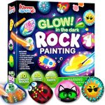 JOYIN Rock Painting Kit, 43 Pcs Rock Paint Bundle, Arts and Crafts for Kids Ages 6-8+, DIY Art Supplies with 18 Paints (Glow in The Dark & Metallic & Standard Paints), Kids Craft Kits for Gifts
