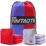 Timtaoth Dual Sided Corn Hole Bags Professional Cornhole Bags Set of 8 Regulation Size Weight Pro Corn Hole Bean Bags Slick and Stick (Lilac&Red)