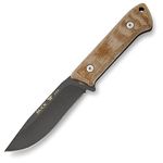 Buck Knives 104 Compadre Camp Knife with 4-1/2" Cobalt Grey Cerakote Coated 5160 Steel Fixed Blade, Natural Micarta Handle, Genuine Leather Sheath Included