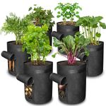 Gardzen Potato Grow Bags, 6 Pack 10 Gallon Thickened Nonwoven Fabric Pots with Flap, Black
