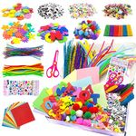 obqo 2000+ Pcs Craft Supplies for Kids, Toddler Craft Box Ages 4-8 Kids Included Pipe Cleaners, Pom Poms, Buttons & Box - All in One for Kids Craft Box Supplies Age 4 5 6 7 8